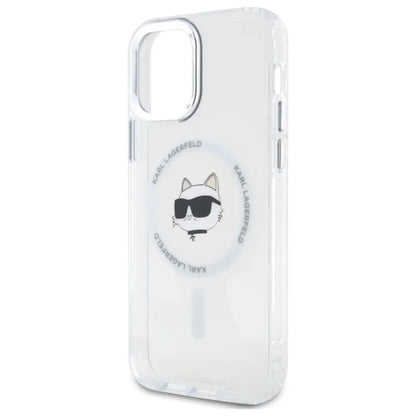 Karl Lagerfeld IML Metal Choupette Head MagSafe – Dėklas iPhone 12 / iPhone 12 Pro (baltas)