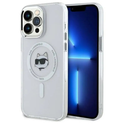 Karl Lagerfeld IML Metal Choupette Head MagSafe – dėklas iPhone 13 Pro Max (baltas)