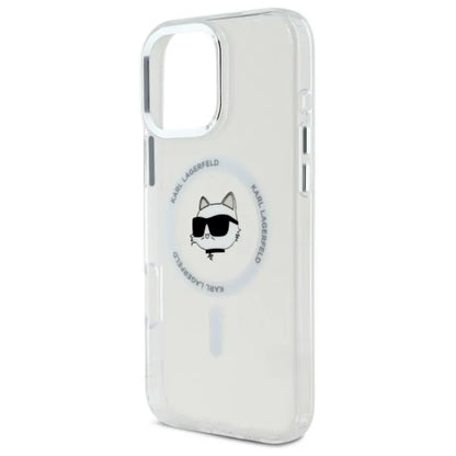 Karl Lagerfeld IML Metal Choupette Head MagSafe – dėklas iPhone 16 Pro Max (baltas)