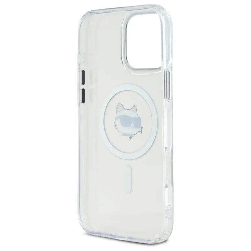 Karl Lagerfeld IML Metal Choupette Head MagSafe – dėklas iPhone 16 Pro Max (baltas)