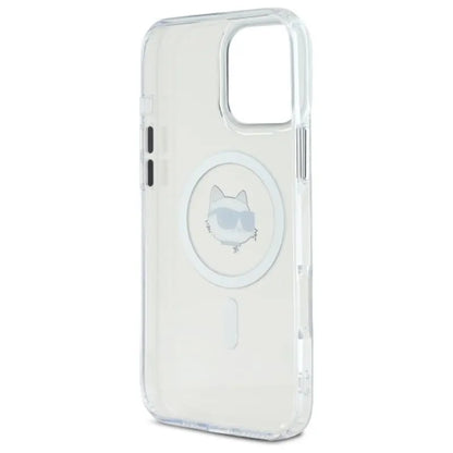 Karl Lagerfeld IML Metal Choupette Head MagSafe – dėklas iPhone 16 Pro Max (baltas)
