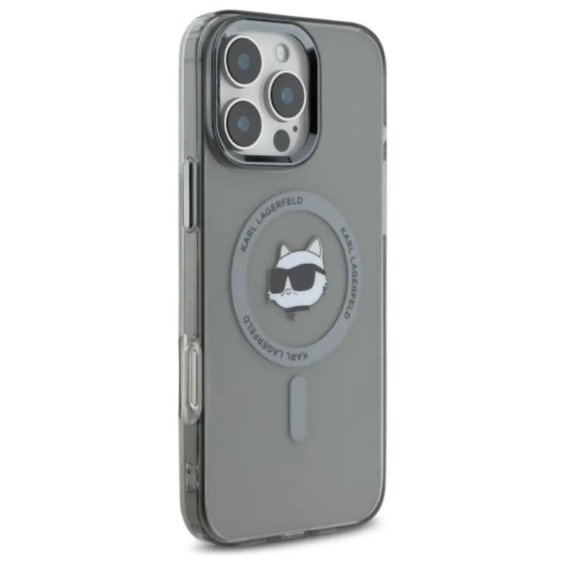 Karl Lagerfeld IML Metal Choupette Head MagSafe – dėklas iPhone 16 Pro Max (juodas)