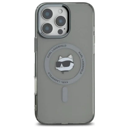 Karl Lagerfeld IML Metal Choupette Head MagSafe – dėklas iPhone 16 Pro Max (juodas)
