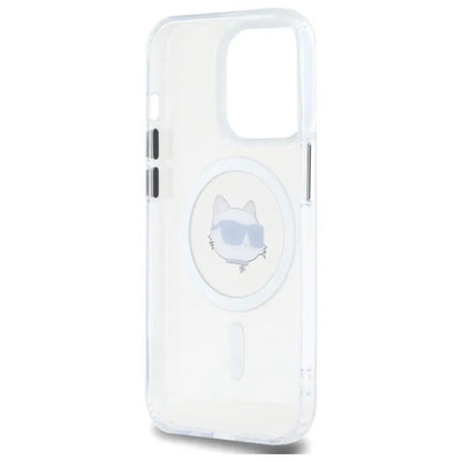 Karl Lagerfeld IML Metal Choupette Head MagSafe – dėklas, skirtas iPhone 13 Pro (balta spalva)