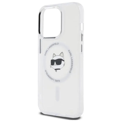 Karl Lagerfeld IML Metal Choupette Head MagSafe – Dėklas, skirtas iPhone 14 Pro (baltas)