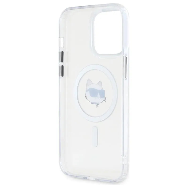 Karl Lagerfeld IML Metal Choupette Head MagSafe - dėklas, skirtas iPhone 14 Pro Max (Balta)