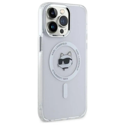 Karl Lagerfeld IML Metal Choupette Head MagSafe - dėklas, skirtas iPhone 14 Pro Max (Balta)