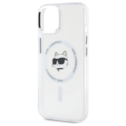 Karl Lagerfeld IML Metal Choupette Head MagSafe – dėklas skirtas iPhone 15 (baltas)
