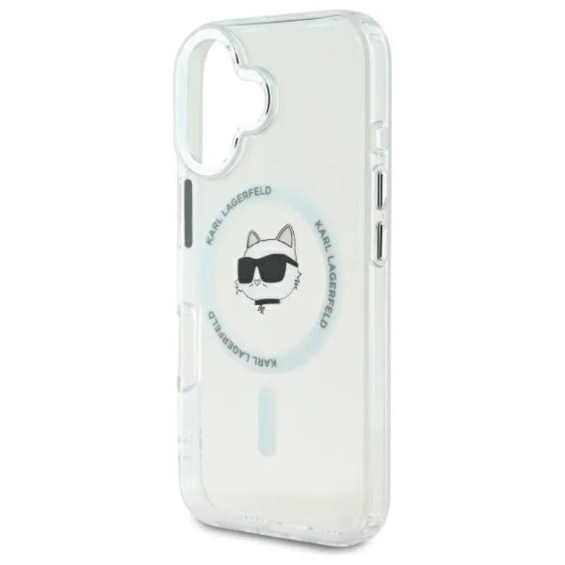 Karl Lagerfeld IML Metal Choupette Head MagSafe – dėklas skirtas iPhone 16 (baltas)
