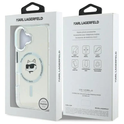 Karl Lagerfeld IML Metal Choupette Head MagSafe – dėklas skirtas iPhone 16 (baltas)