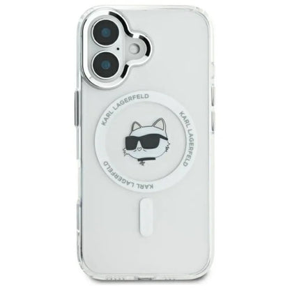 Karl Lagerfeld IML Metal Choupette Head MagSafe – dėklas skirtas iPhone 16 (baltas)