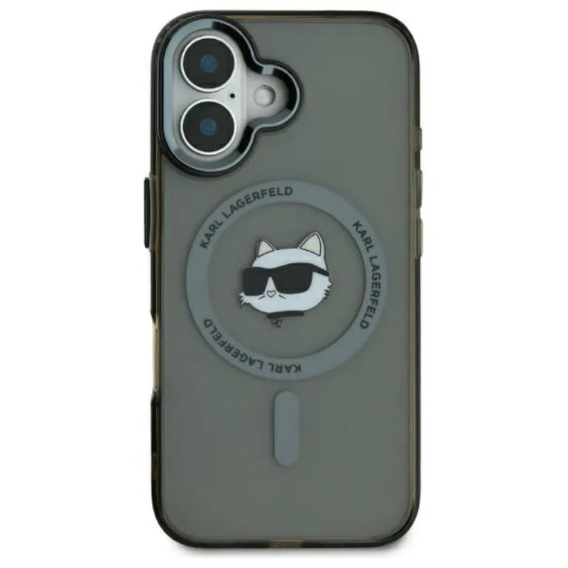 Karl Lagerfeld IML Metal Choupette Head MagSafe – dėklas, skirtas „iPhone 16“ (juodas)