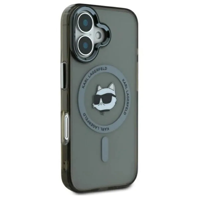 Karl Lagerfeld IML Metal Choupette Head MagSafe – dėklas, skirtas „iPhone 16“ (juodas)