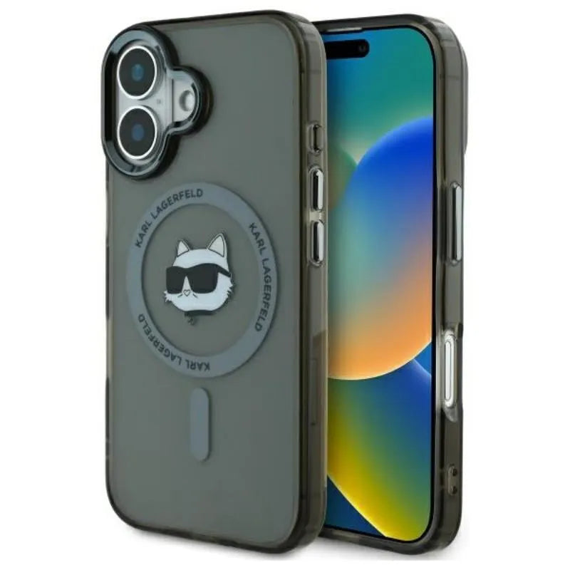 Karl Lagerfeld IML Metal Choupette Head MagSafe – dėklas, skirtas „iPhone 16“ (juodas)