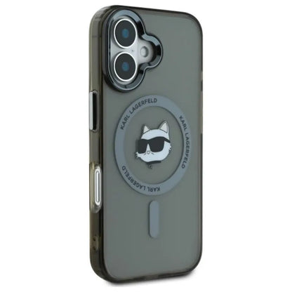 Karl Lagerfeld IML Metal Choupette Head MagSafe – dėklas, skirtas „iPhone 16 Plus“ (juodas)