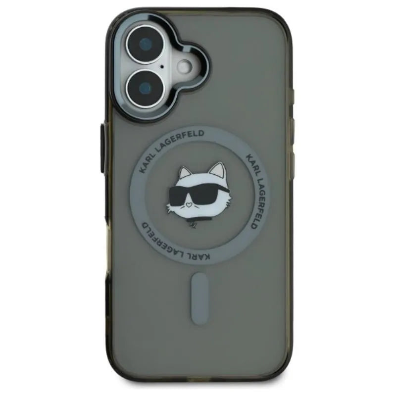 Karl Lagerfeld IML Metal Choupette Head MagSafe – dėklas, skirtas „iPhone 16 Plus“ (juodas)