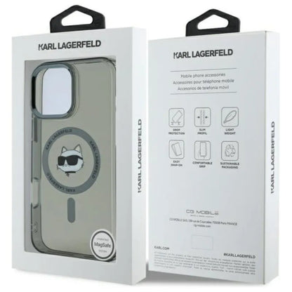Karl Lagerfeld IML Metal Choupette Head MagSafe – dėklas, skirtas iPhone 16 Pro (juodas)