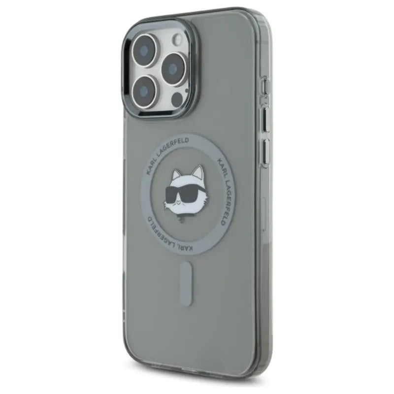 Karl Lagerfeld IML Metal Choupette Head MagSafe – dėklas, skirtas iPhone 16 Pro (juodas)