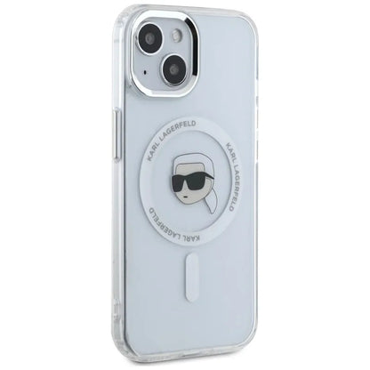 Karl Lagerfeld IML Metal Karl Head MagSafe – Dėklas, skirtas „iPhone 15“ (baltas)