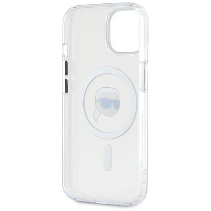 Karl Lagerfeld IML Metal Karl Head MagSafe – Dėklas, skirtas „iPhone 15“ (baltas)