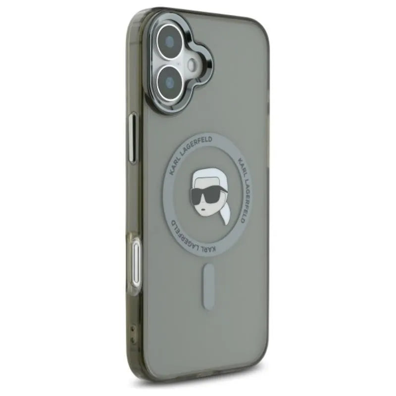 Karl Lagerfeld IML Metal Karl Head MagSafe – dėklas, skirtas iPhone 16 (juodas)