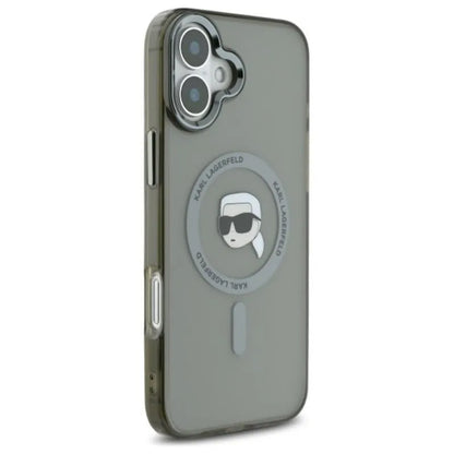 Karl Lagerfeld IML Metal Karl Head MagSafe – dėklas, skirtas iPhone 16 (juodas)