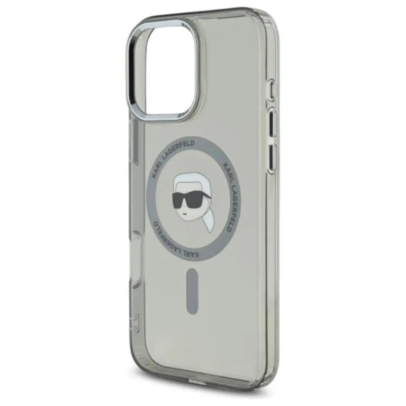 Karl Lagerfeld IML Metal Karl Head MagSafe – dėklas skirtas iPhone 16 Pro Max (juodas)