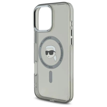 Karl Lagerfeld IML Metal Karl Head MagSafe – dėklas skirtas iPhone 16 Pro Max (juodas)