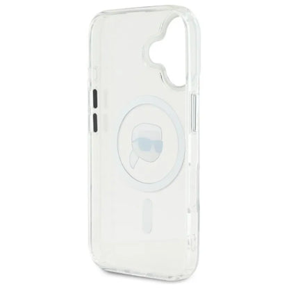 Karl Lagerfeld IML Metal Karl Head MagSafe – „iPhone 16“ dėklas (baltas)