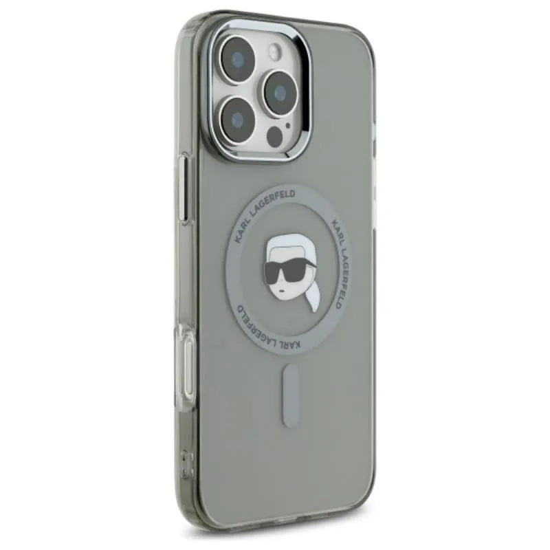 Karl Lagerfeld IML Metal Karl Head MagSafe – „iPhone 16 Pro“ dėklas (juodas)