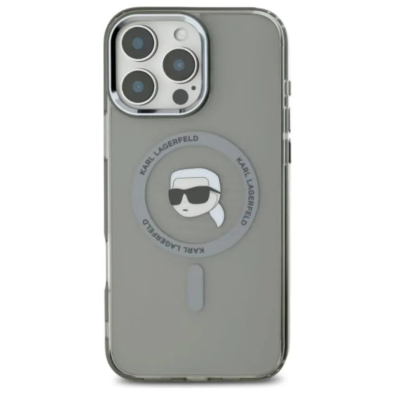 Karl Lagerfeld IML Metal Karl Head MagSafe – „iPhone 16 Pro“ dėklas (juodas)