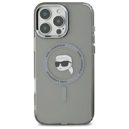 Karl Lagerfeld IML Metal Karl Head MagSafe – „iPhone 16 Pro“ dėklas (juodas)