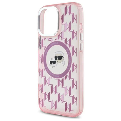 Karl Lagerfeld IML Monogram Karl & Choupette Galvutės MagSafe - Dėklas, skirtas iPhone 16 Pro (rožinis)