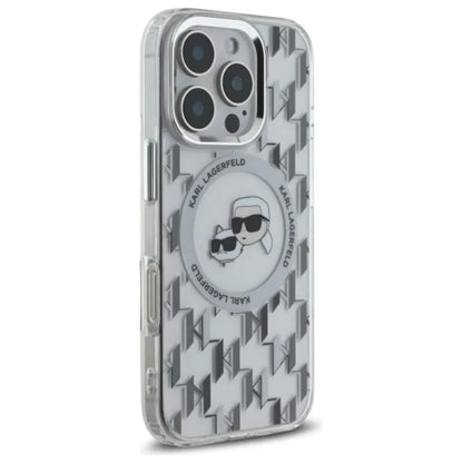Karl Lagerfeld IML Monogram Karl & Choupette Head MagSafe – dėklas iPhone 16 Pro (skaidrus)