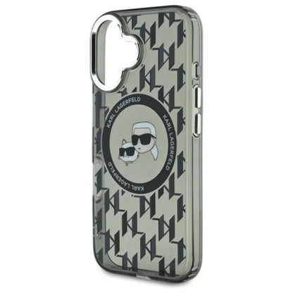 Karl Lagerfeld IML Monogram Karl & Choupette Head MagSafe – dėklas skirtas iPhone 16 (juodas)