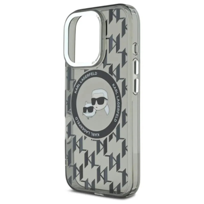 Karl Lagerfeld IML Monograma Karl & Choupette galva MagSafe – Dėklas skirtas iPhone 16 Pro (juoda)