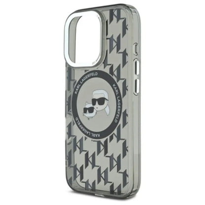 Karl Lagerfeld IML Monograma Karl & Choupette galva MagSafe – Dėklas skirtas iPhone 16 Pro (juoda)