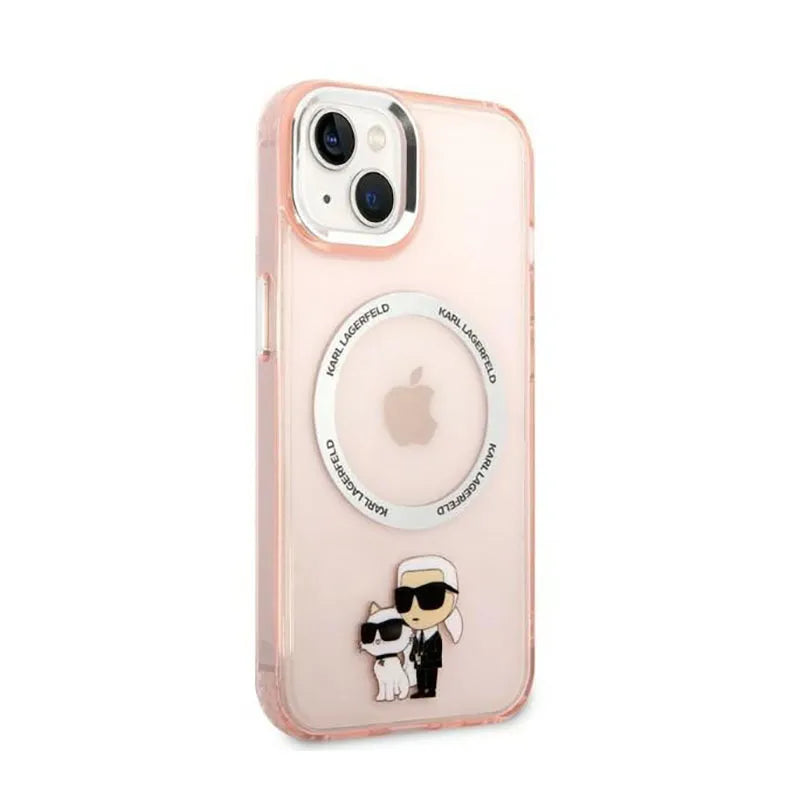 Karl Lagerfeld IML NFT Karl & Choupette MagSafe – dėklas iPhone 14 Plus (rožinis)