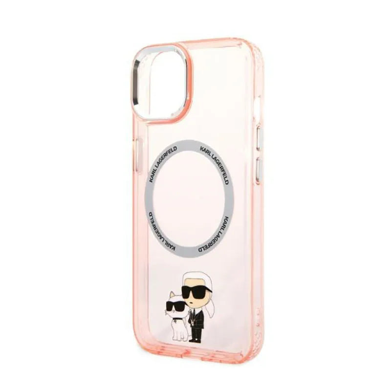 Karl Lagerfeld IML NFT Karl & Choupette MagSafe – dėklas iPhone 14 Plus (rožinis)