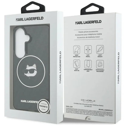Karl Lagerfeld IML Pasikartota Choupette MagSafe - Samsung Galaxy S26 dėklas (juodas)