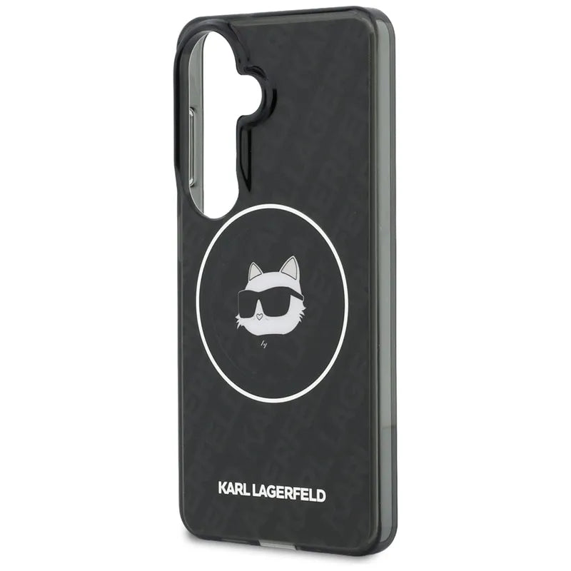 Karl Lagerfeld IML Pasikartota Choupette MagSafe - Samsung Galaxy S26 dėklas (juodas)