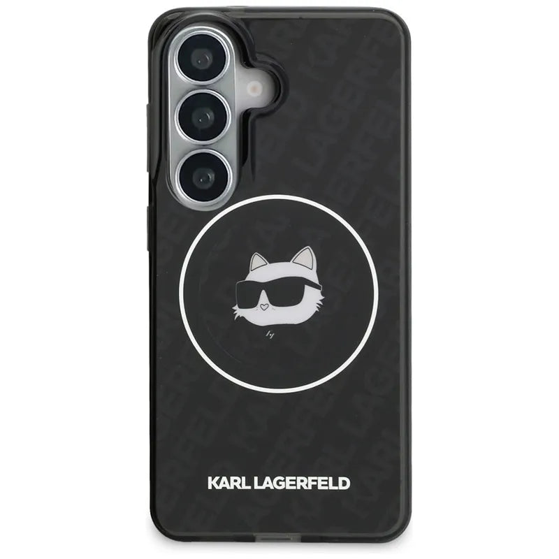 Karl Lagerfeld IML Pasikartota Choupette MagSafe - Samsung Galaxy S26 dėklas (juodas)