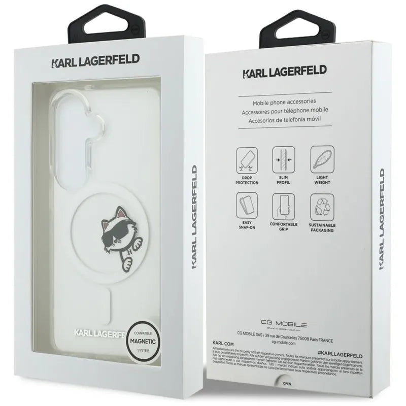 Karl Lagerfeld IML Peekaboo Choupette MagSafe dėklas - Samsung Galaxy S26 dėklas (Skaidrus)
