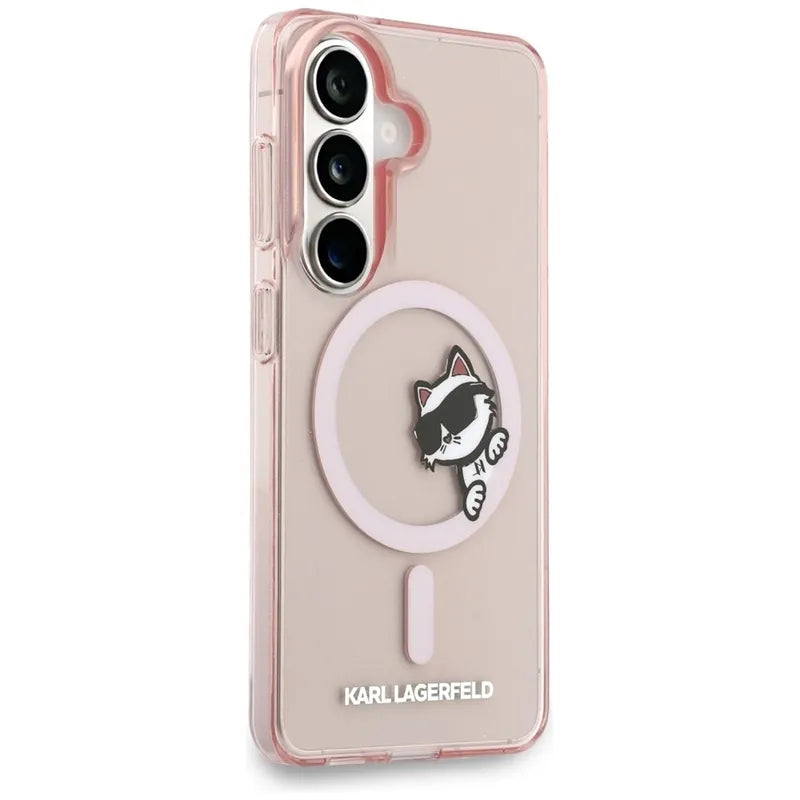 Karl Lagerfeld IML Peekaboo Choupette MagSafe - Samsung Galaxy S26 dėklas (Rožinis)
