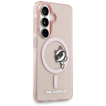 Karl Lagerfeld IML Peekaboo Choupette MagSafe - Samsung Galaxy S26 dėklas (Rožinis)