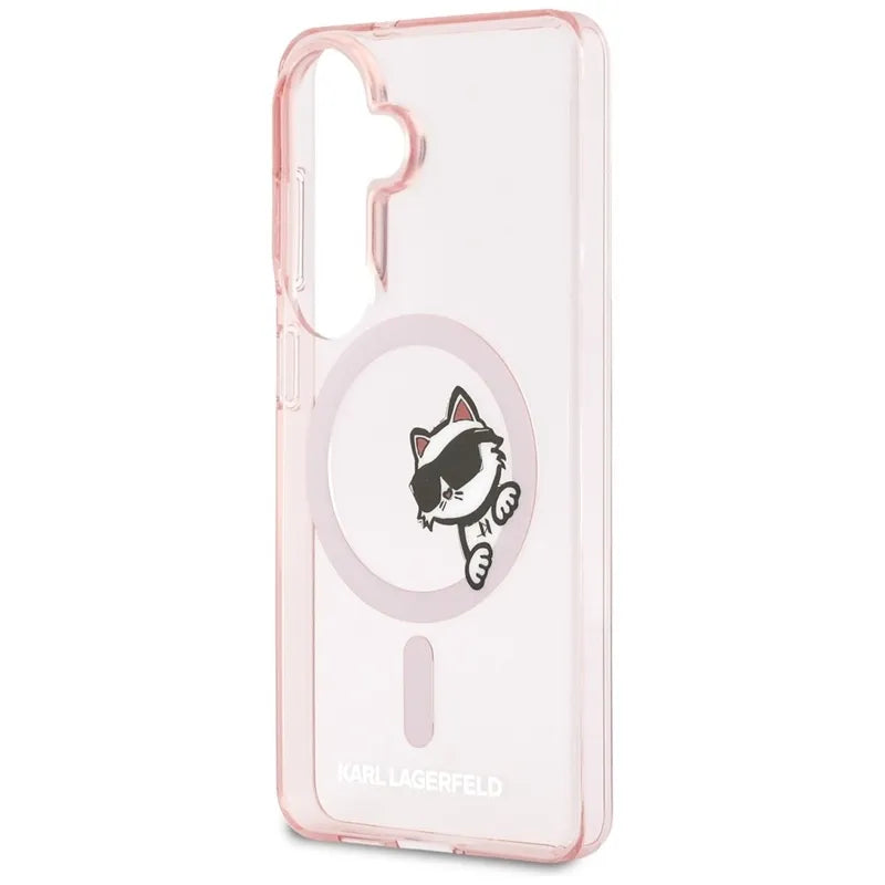 Karl Lagerfeld IML Peekaboo Choupette MagSafe - Samsung Galaxy S26 dėklas (Rožinis)