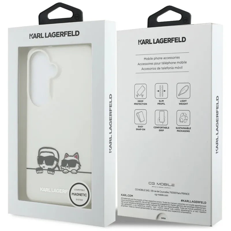 Karl Lagerfeld IML Peekaboo Karl & Choupette MagSafe dėklas - Samsung Galaxy S26 dėklas (Skaidrus)