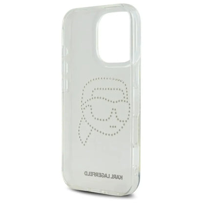 Karl Lagerfeld IML Rhinestones Karl Head – dėklas iPhone 16 Pro (skaidrus)