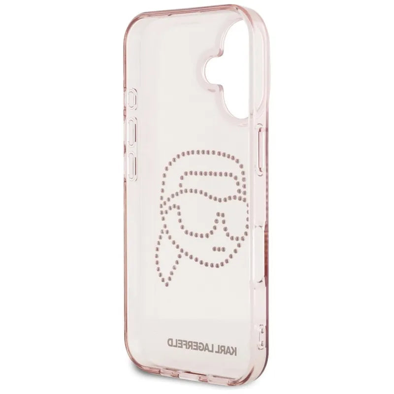 Karl Lagerfeld IML Rhinestones Karl Head – dėklas iPhone 16 (rožinis)