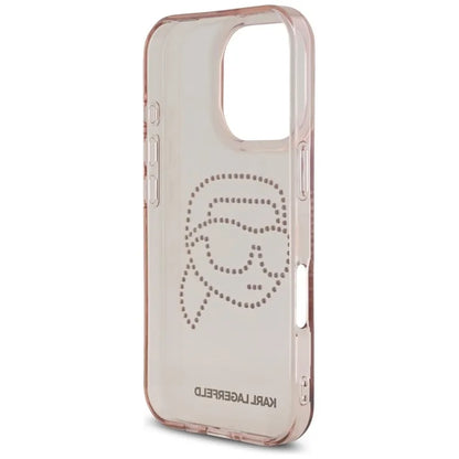 Karl Lagerfeld IML Rhinestones Karl Head – dėklas, skirtas iPhone 16 Pro (rožinis)